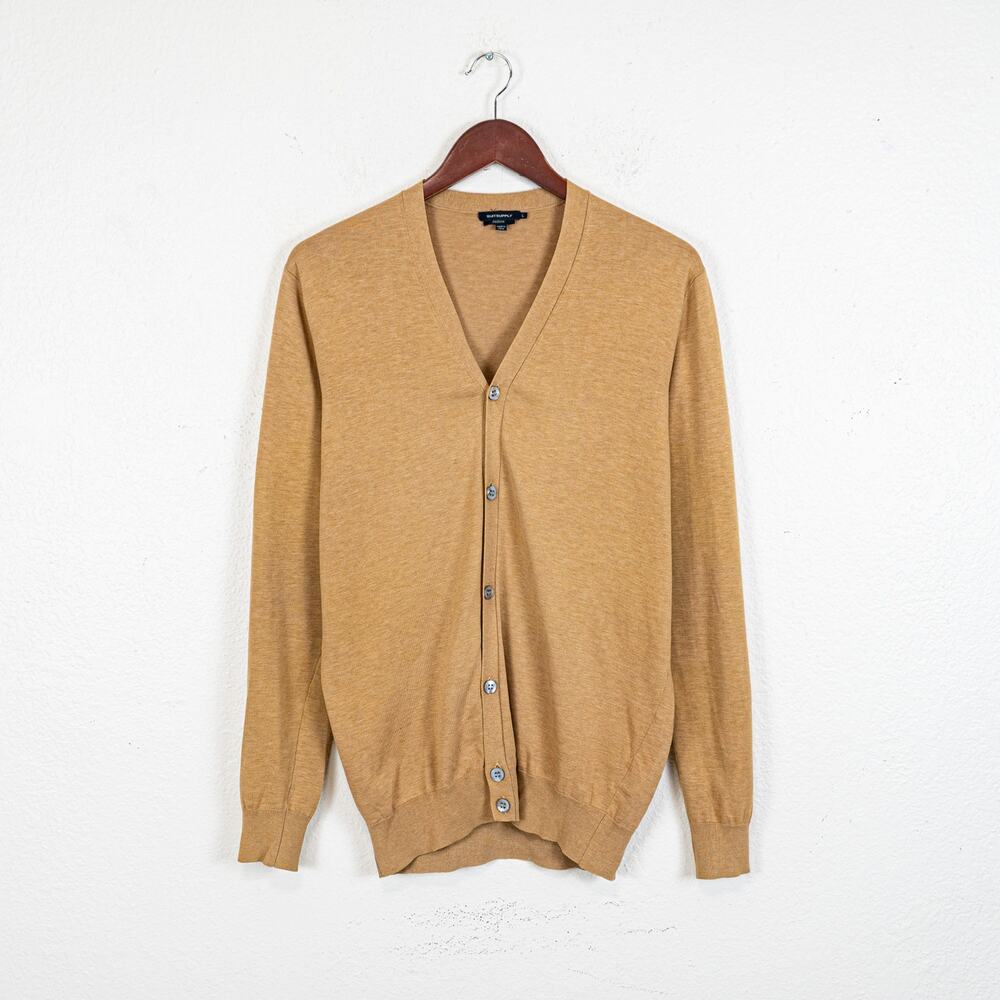 Suitsupply Men's Cotton knit lightweight Cardigan Khaki brown Large